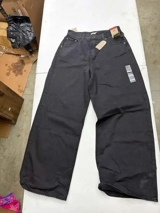 Levi's High Waisted Barrel Jeans Black Wide Leg Denim - Size 31x31 - Picture 2 of 5